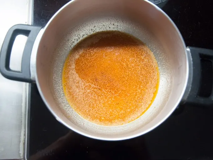 butter and spices in a pot