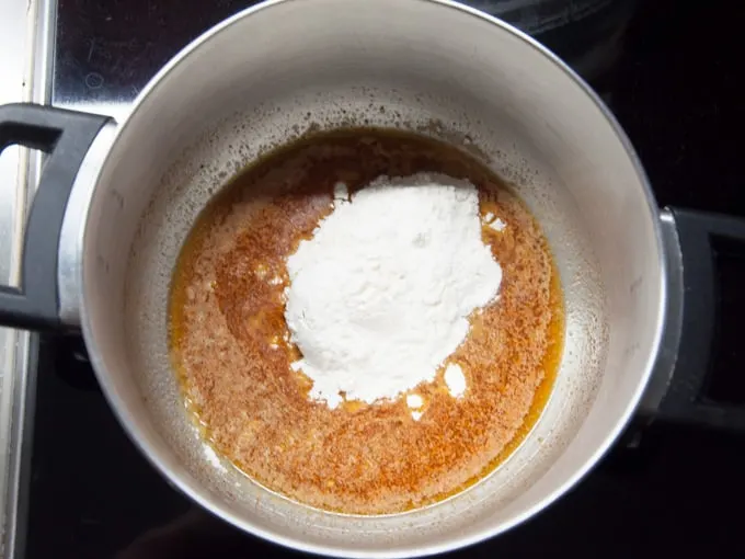 flour and spiced butter in a pot