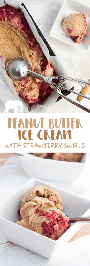 Peanut Butter Ice Cream with Strawberry Swirls (Vegan) | ElephantasticVegan.com