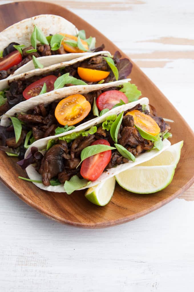 Vegan and Oil-Free Pulled Portobello Tacos