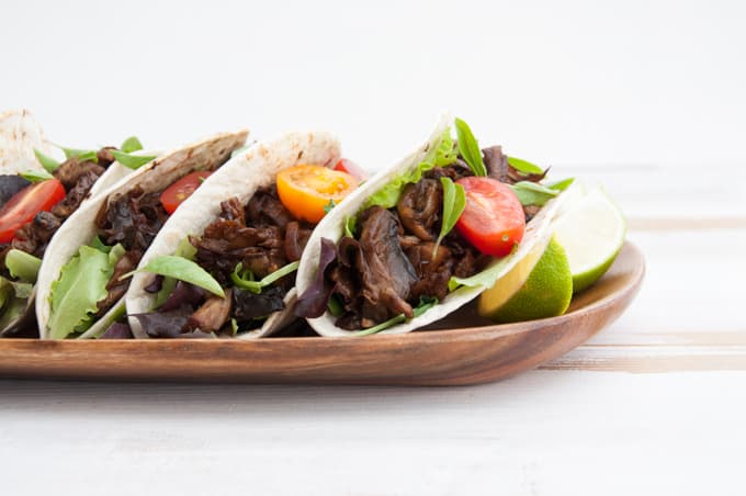 Vegan Pulled Portobello Tacos from the side