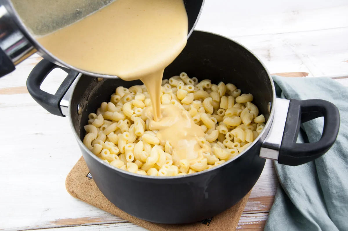 Stovetop Vegan Mac and Cheese in pot