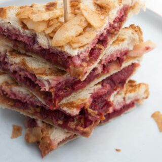 Vegan Peanut Butter and Jam Coconut Bacon Sandwich