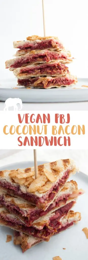 Vegan PBJ Coconut Bacon Sandwich | ElephantasticVegan.com