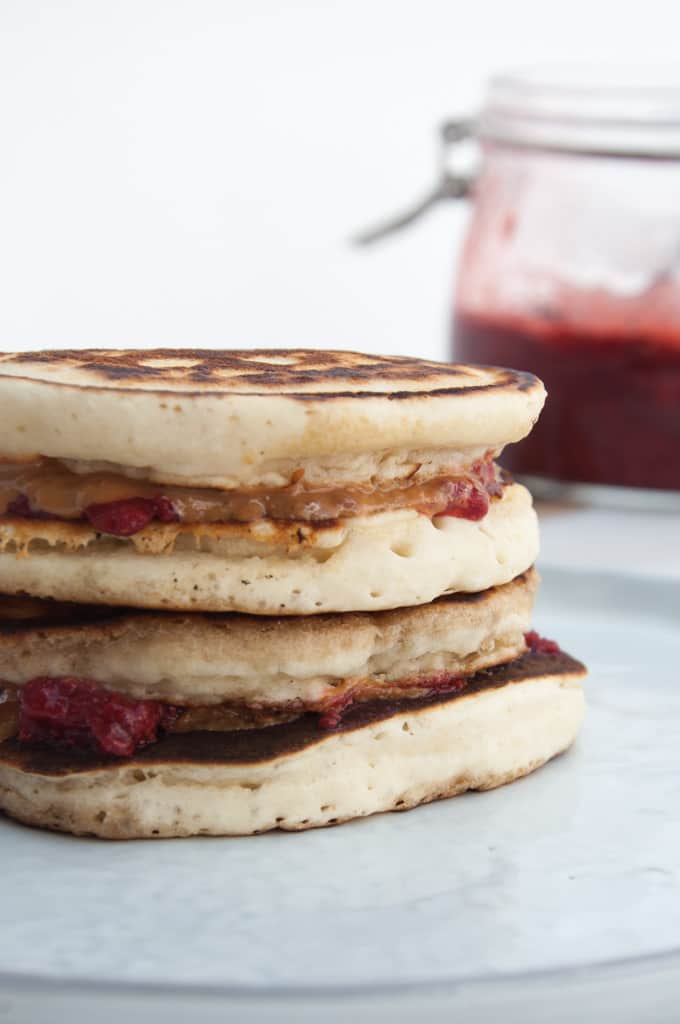 Vegan PBJ Pancake Sandwiches side