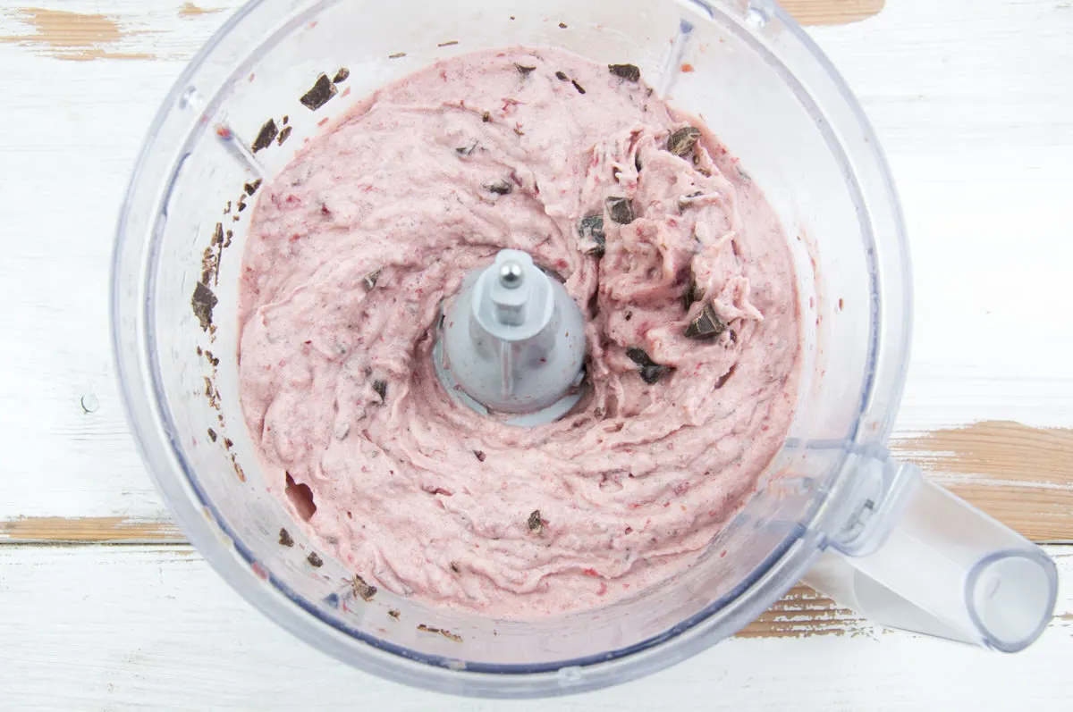 cherry nice cream in food processor