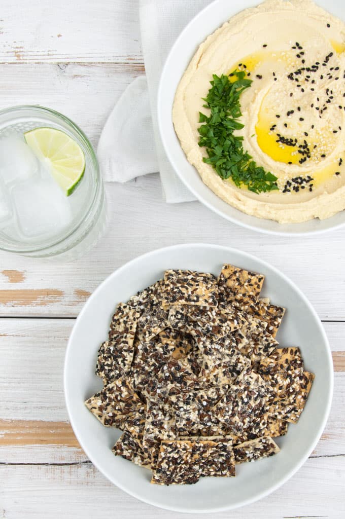 Vegan Everything Crackers and Hummus