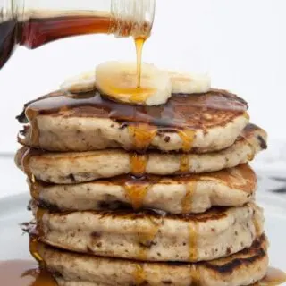 Vegan Banana Bread Pancakes with Chocolate Chunks | ElephantasticVegan.com