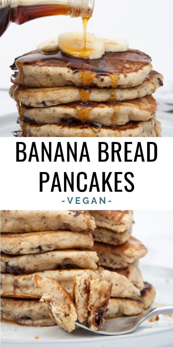 Vegan Banana Bread Pancakes with Chocolate Chunks Recipe + Video