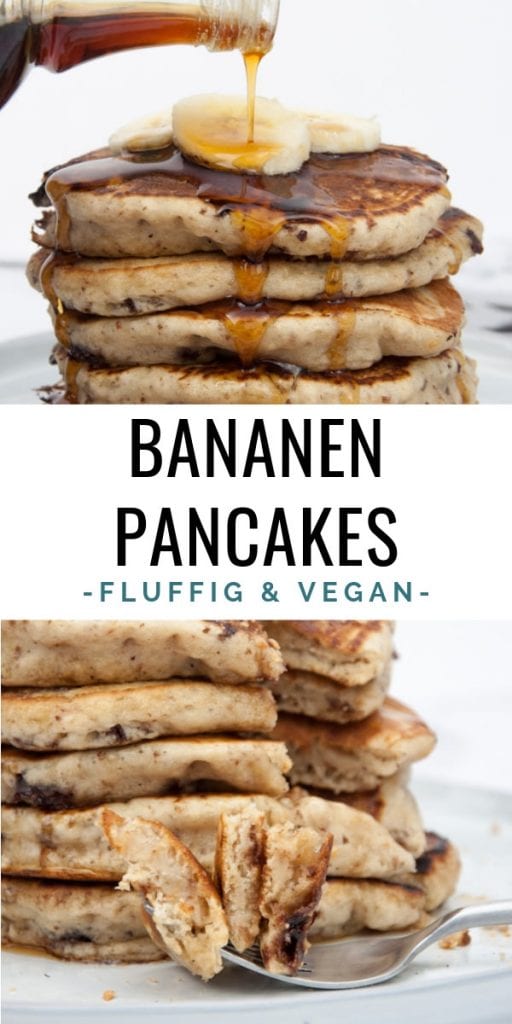 Vegane Bananen Pancakes mit Schokostückchen