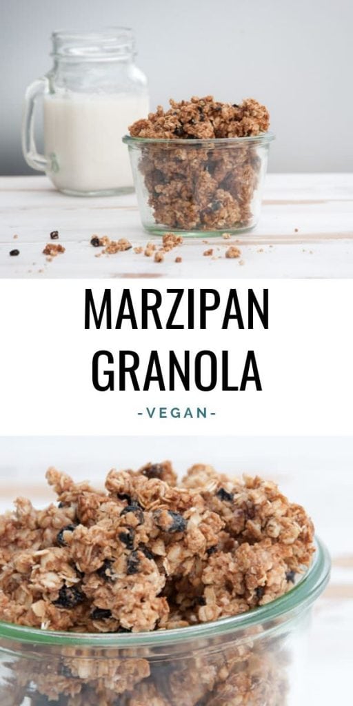 Vegan Marzipan Granola with dried blueberries