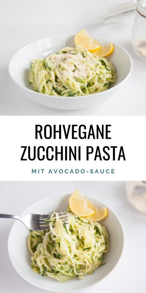 Roh-Vegane Zucchinipasta mit Avocado-Sauce