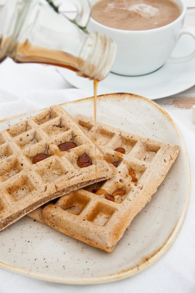 Vegan Chai Waffles with maple syrup | ElephantasticVegan.com