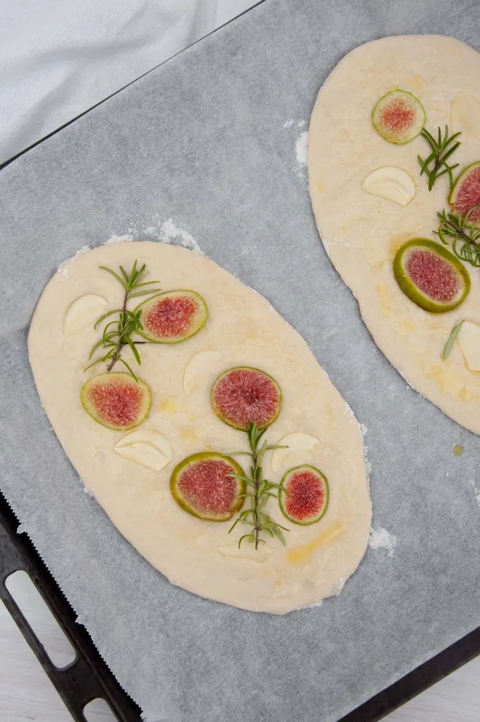 Vegan Fig Rosemary Garlic Focaccia before baking