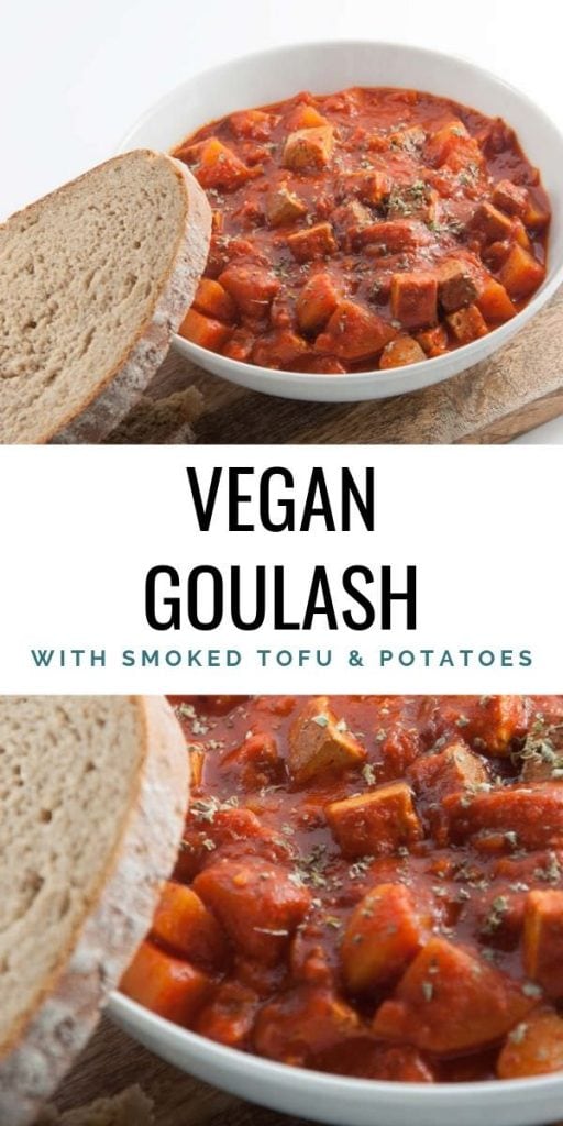 Vegan Goulash with smoked tofu and potatoes
