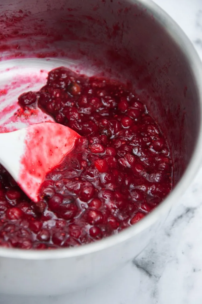Vegan Lingonberry Jam in the pot