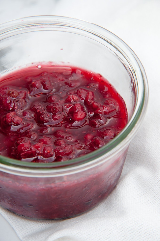 Vegan Lingonberry Jam in a glass jar