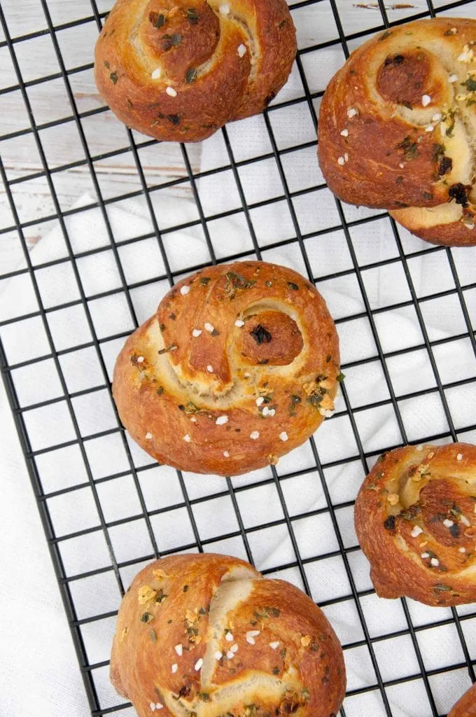 Vegan Pretzel Garlic Knots from the top