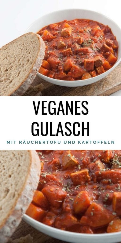 Veganes Gulasch mit Räuchertofu und Kartoffeln