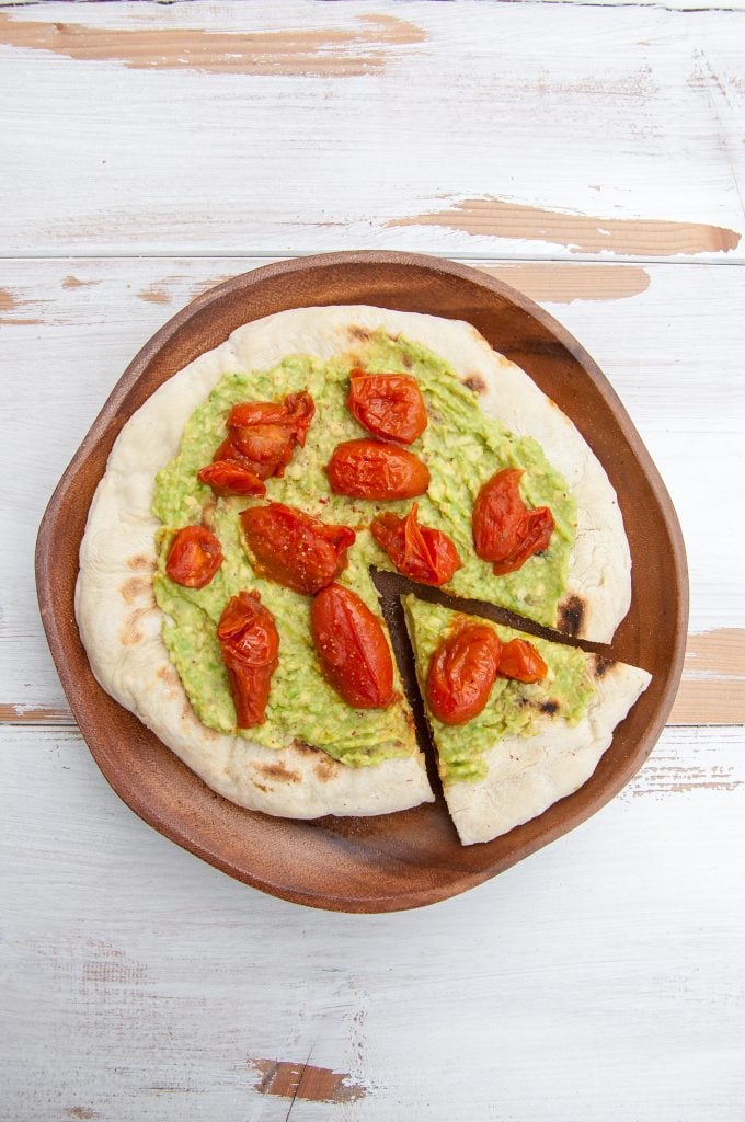 Stovetop Avocado Pizza with tomatoes