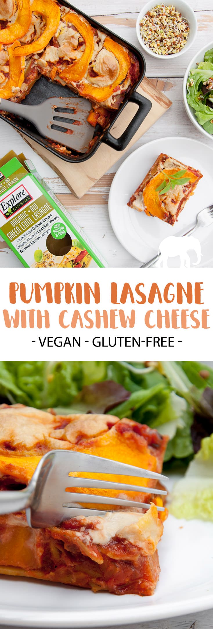 Vegan Pumpkin Lasagne with Cashew Cheese | ElephantasticVegan.com
Using Green Lentil Lasagne sheets by @pepuplife #sponsored #vegan #glutenfree #lasagne #pumpkin