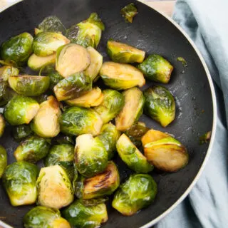 Brussels sprouts in pan
