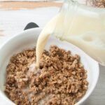 vegan gingerbread granola and homemade almond milk