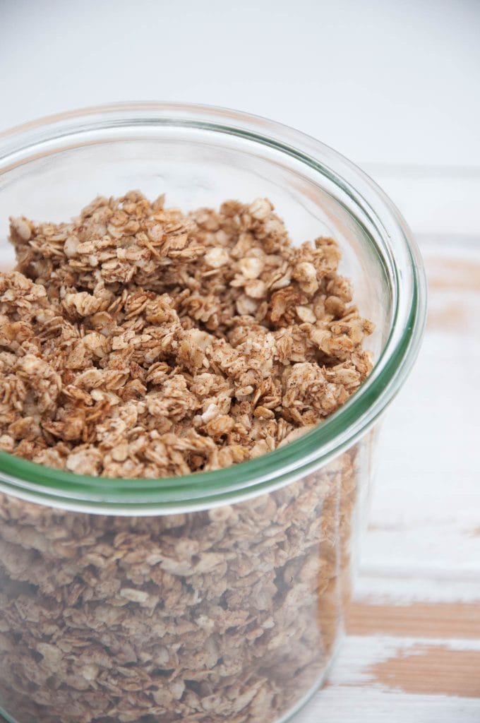 Crispy Gingerbread Granola in a jar