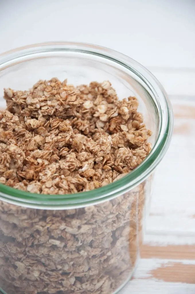 Crispy Gingerbread Granola in a jar