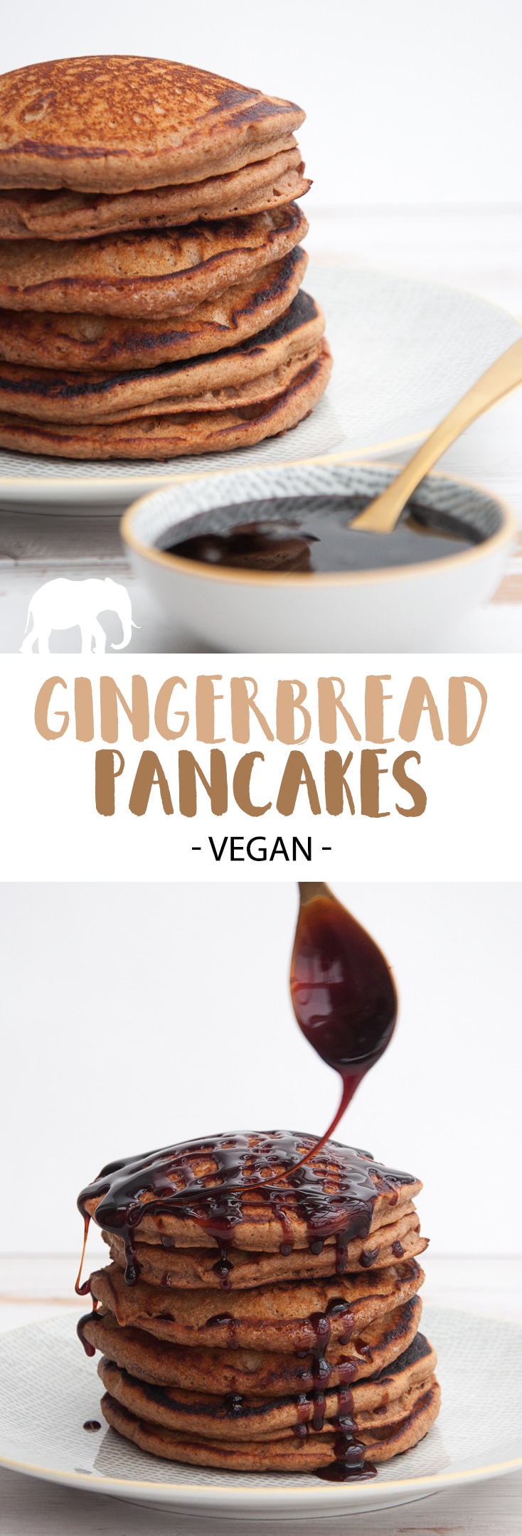 Vegan Gingerbread Pancakes with date syrup - Make these and your apartment will smell like Christmas! | ElephantasticVegan.com #vegan #gingerbread #pancakes #christmas