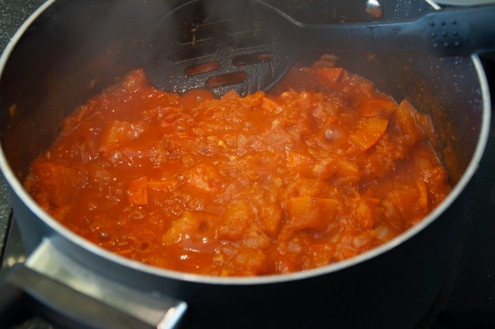 pumpkin goulash in pot