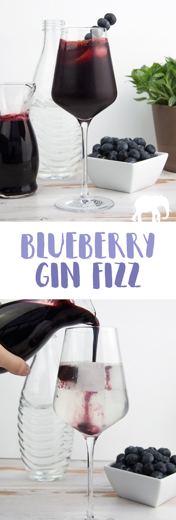 Blueberry Gin Fizz with homemade blueberry syrup | ElephantasticVegan.com #cocktail #blueberry #gin #drink
