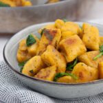 Crispy Pumpkin Gnocchi with spinach