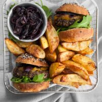 Vegan Mushroom Burger with Wedges