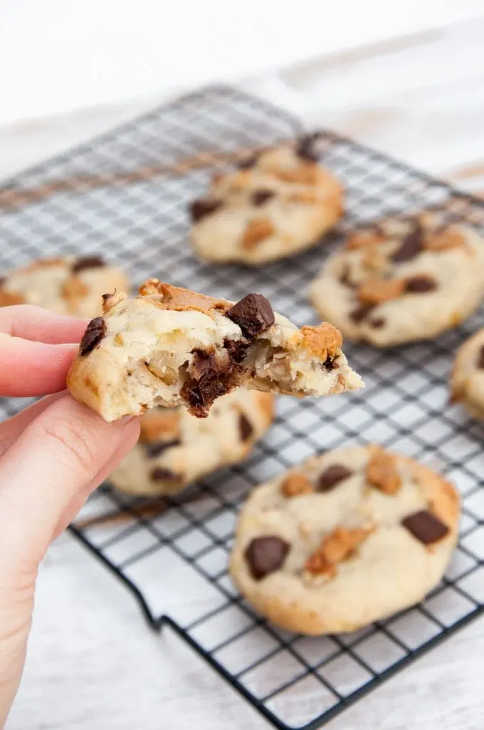 Chunky Monkey Cookies (Vegan, Oil-Free, Sugar-Free) bitten into