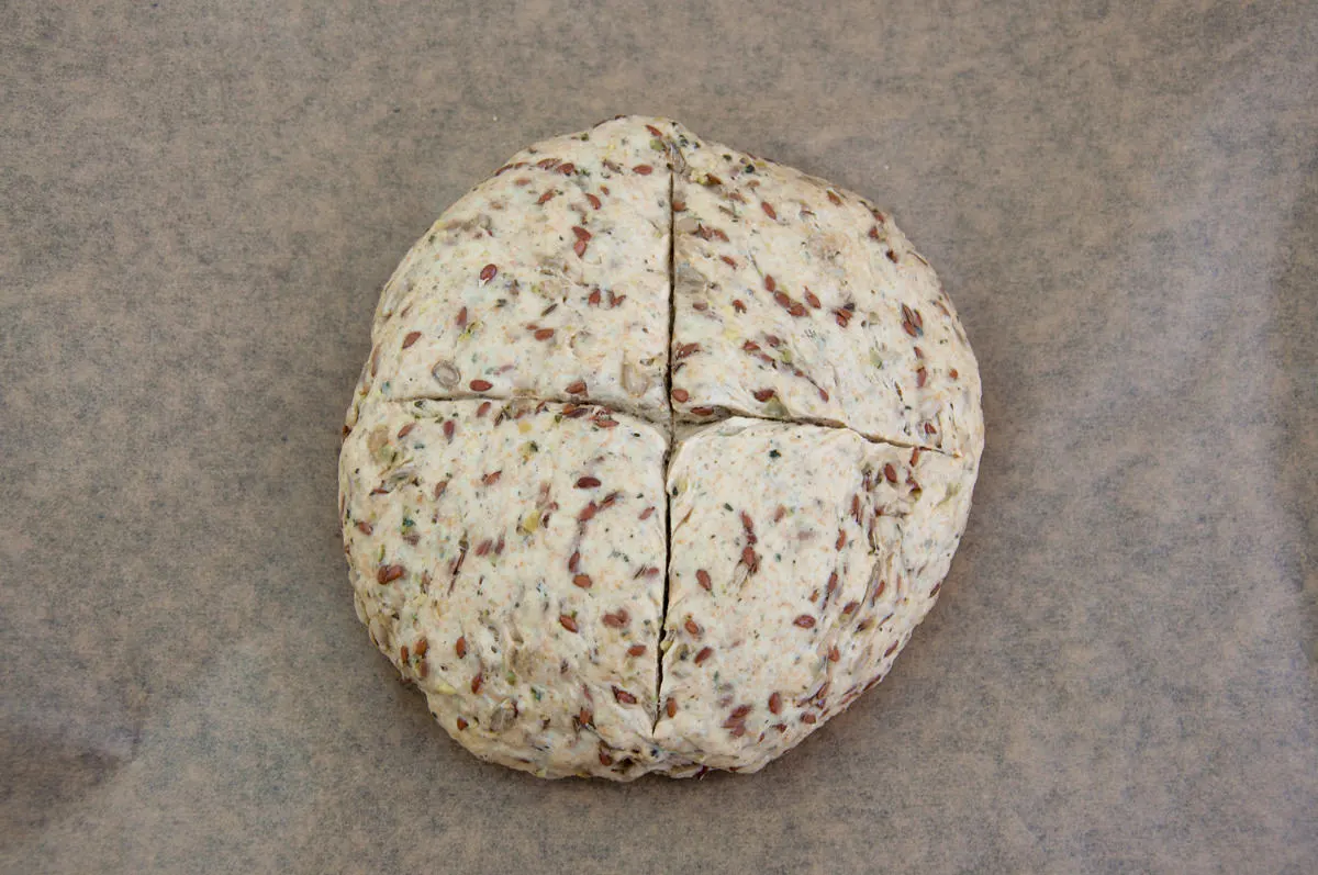 seeded multigrain bread before baking