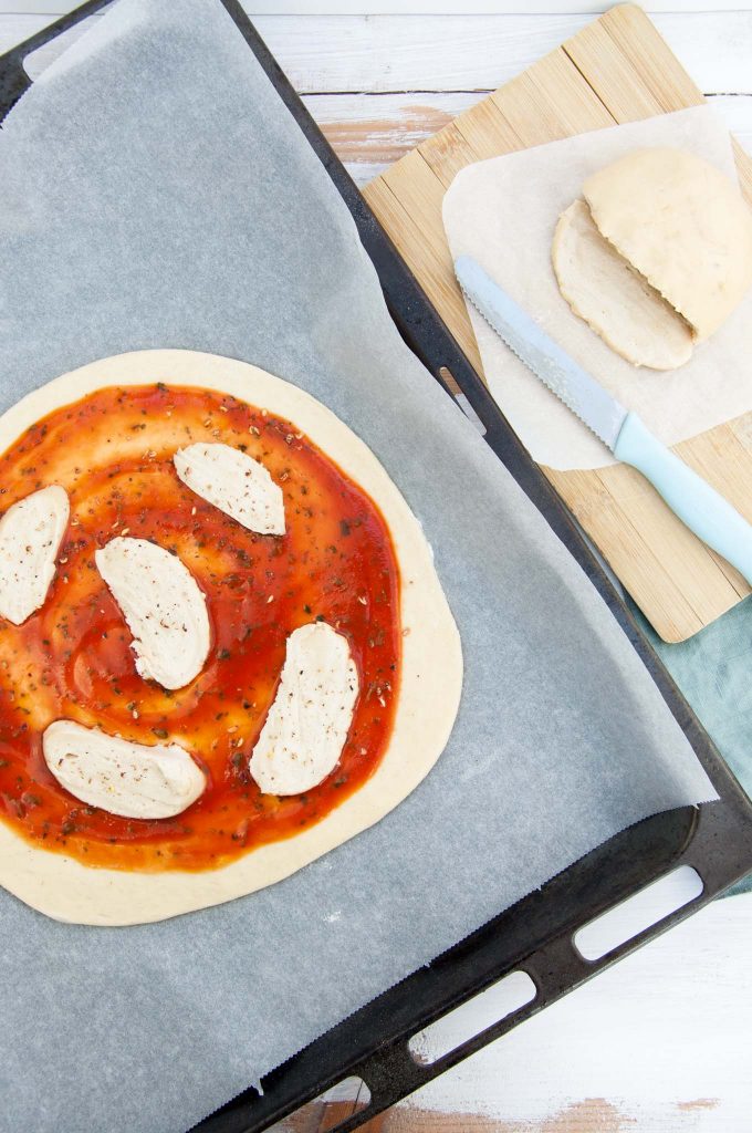 Cashew Mozzarella on pizza