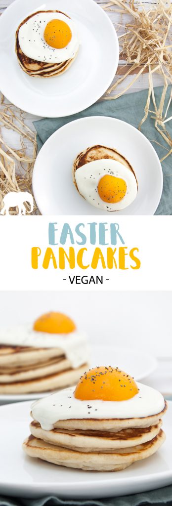 Easter Pancakes topped with yogurt and canned apricots