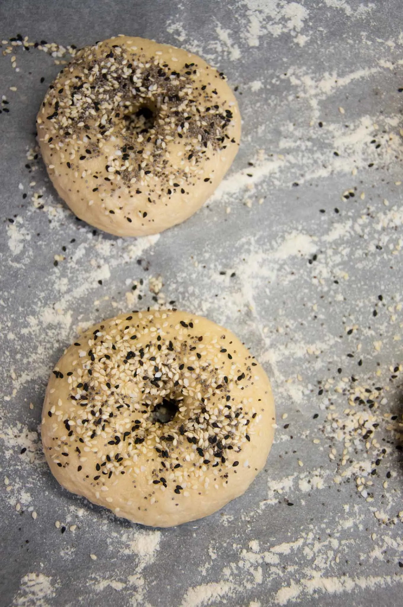 Everything Bagels sprinkled with Everything Bagel Seasoning