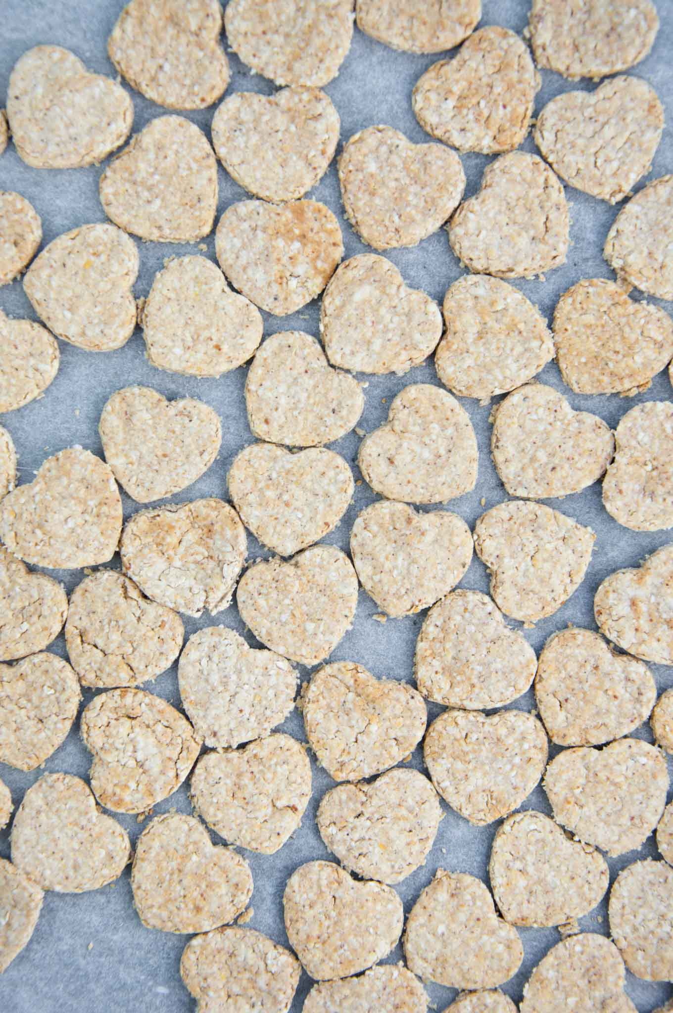 Peanut Butter Dog Treat on a baking tray