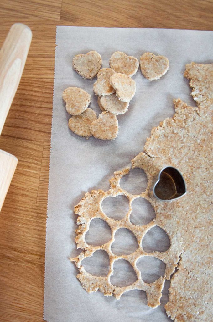 Peanut Butter Dog Treat - cutting out the cookies