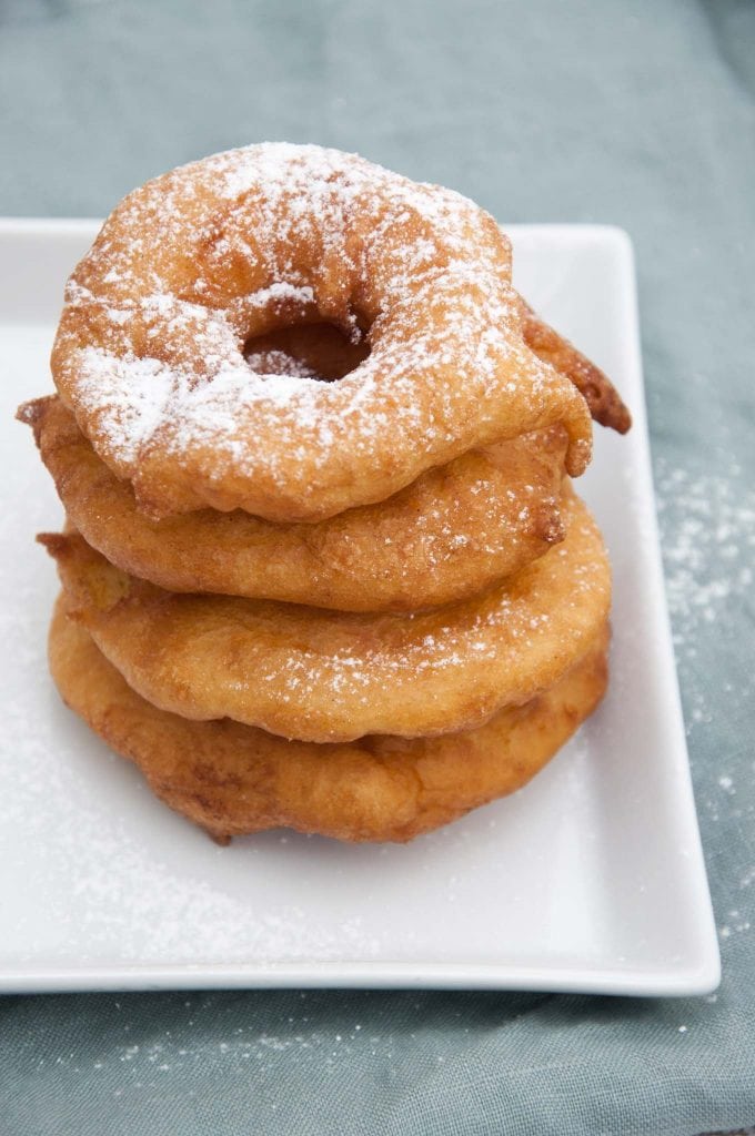 A stack of Vegan Apple Fritter Rings