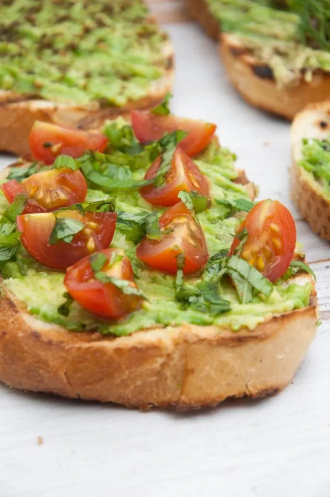 Avocado Toast with tomato and basil