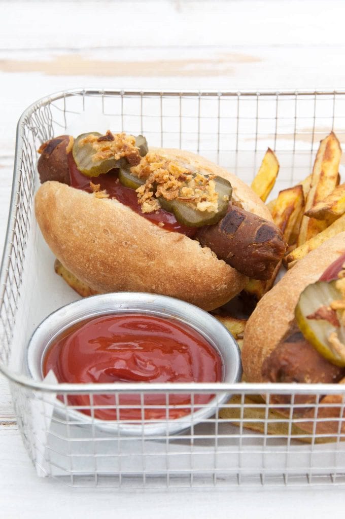 Vegan Sausages in Hot Dog
