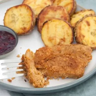 Seitan Schnitzel - Homemade Seitan coated in breadcrumbs and pan-fried until golden and crispy