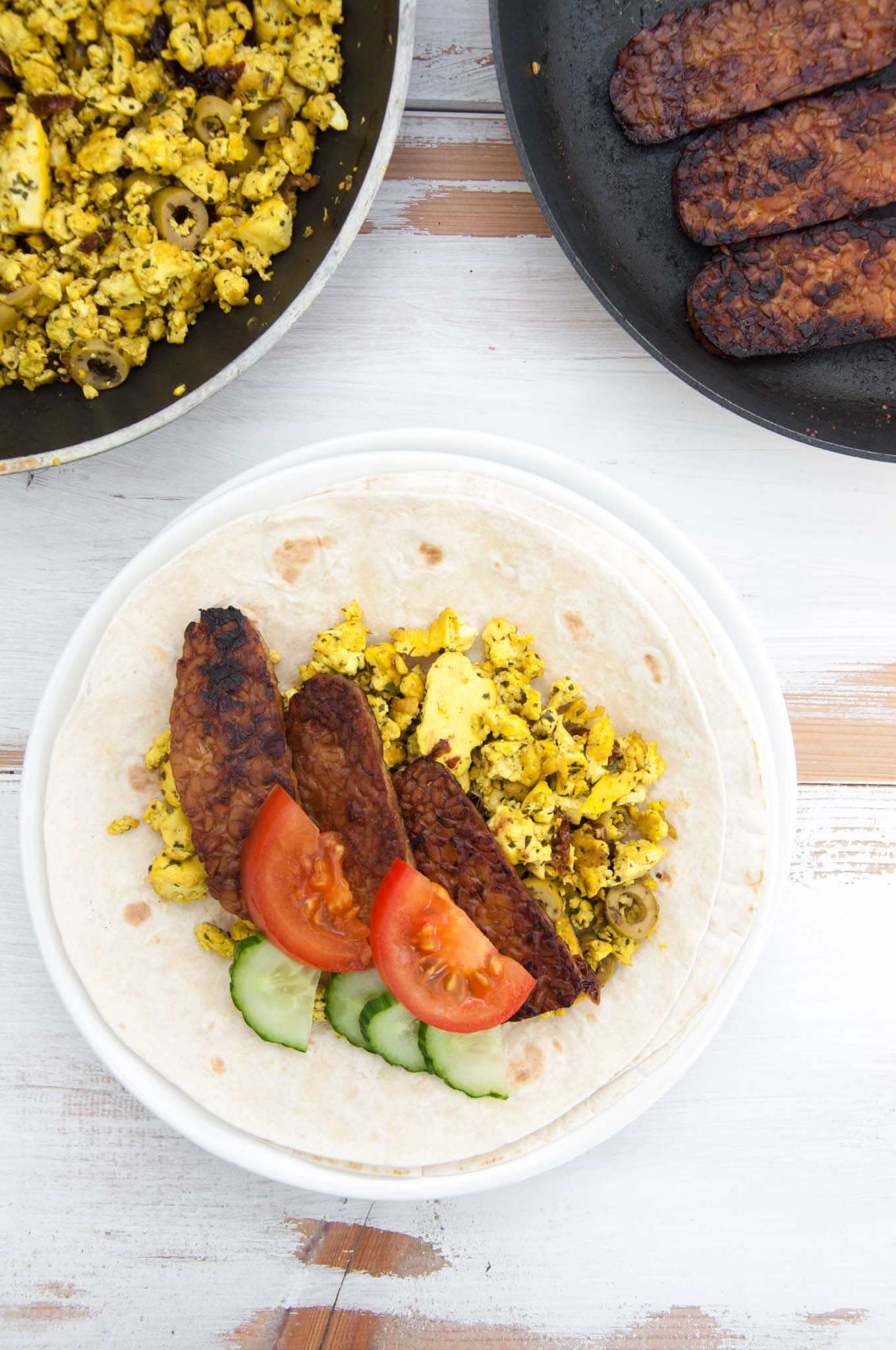 A vegan tempeh bacon wrap
