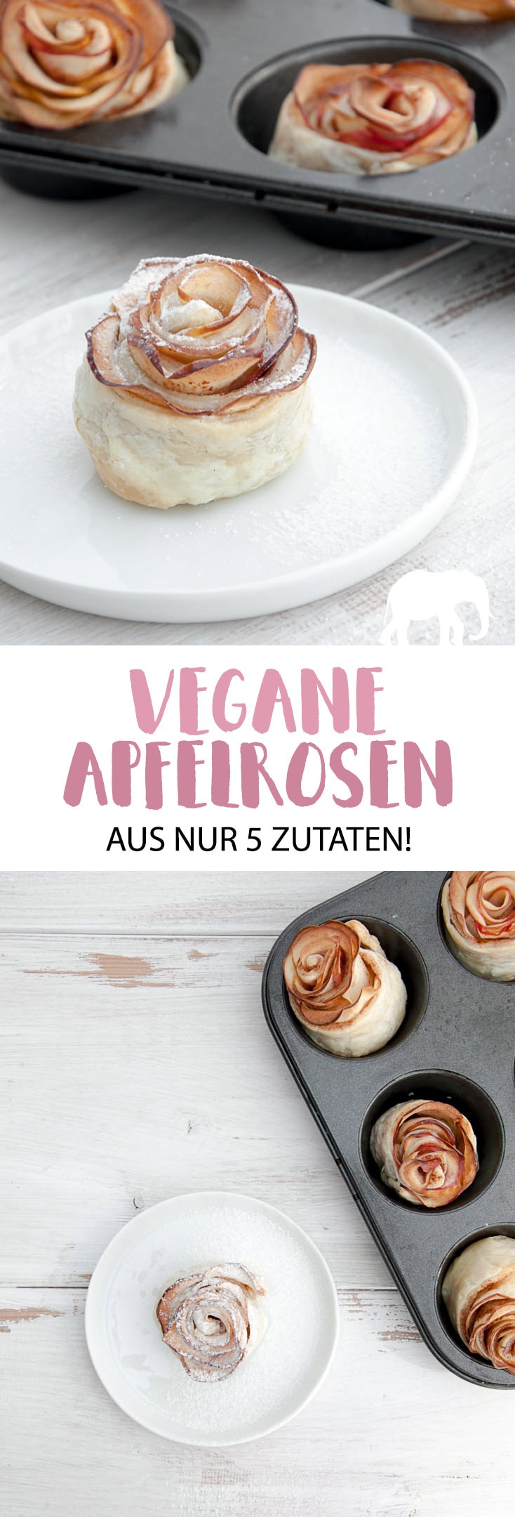 Vegane Apfelrosen aus nur 5 Zutaten! | ElephantasticVegan.de #vegan #apfelrosen #dessert #süß #nachspeise #blätterteig