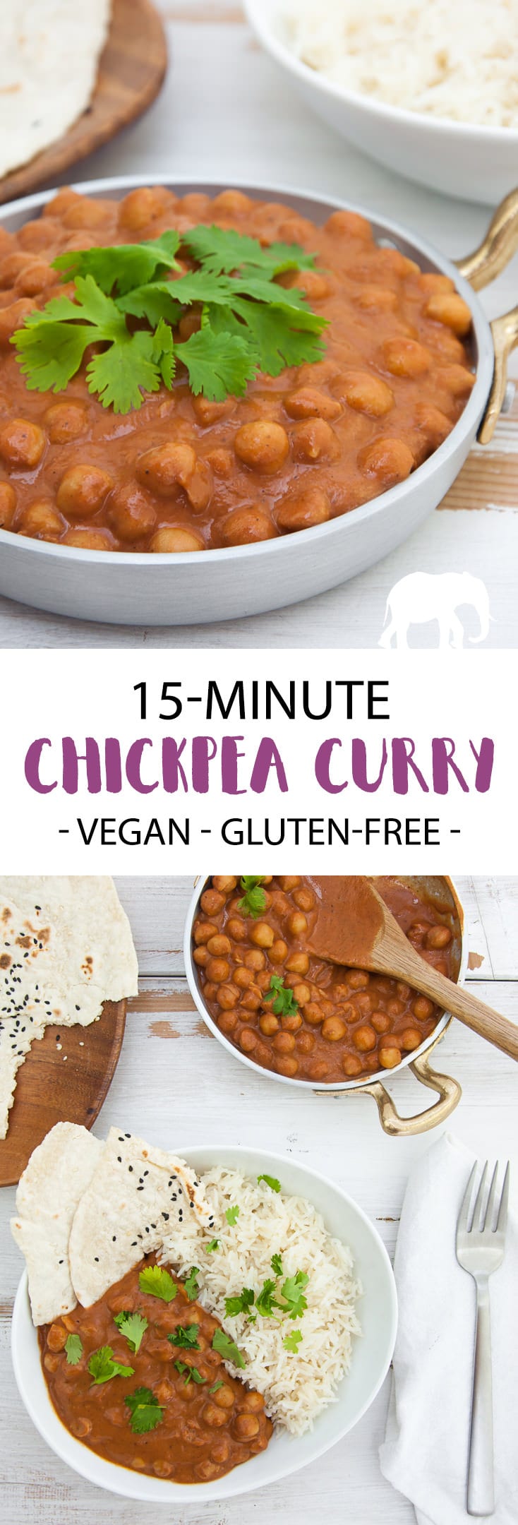 15-Minute Vegan Chickpea Curry #vegan #curry #chickpea #15min #glutenfree | ElephantasticVegan.com