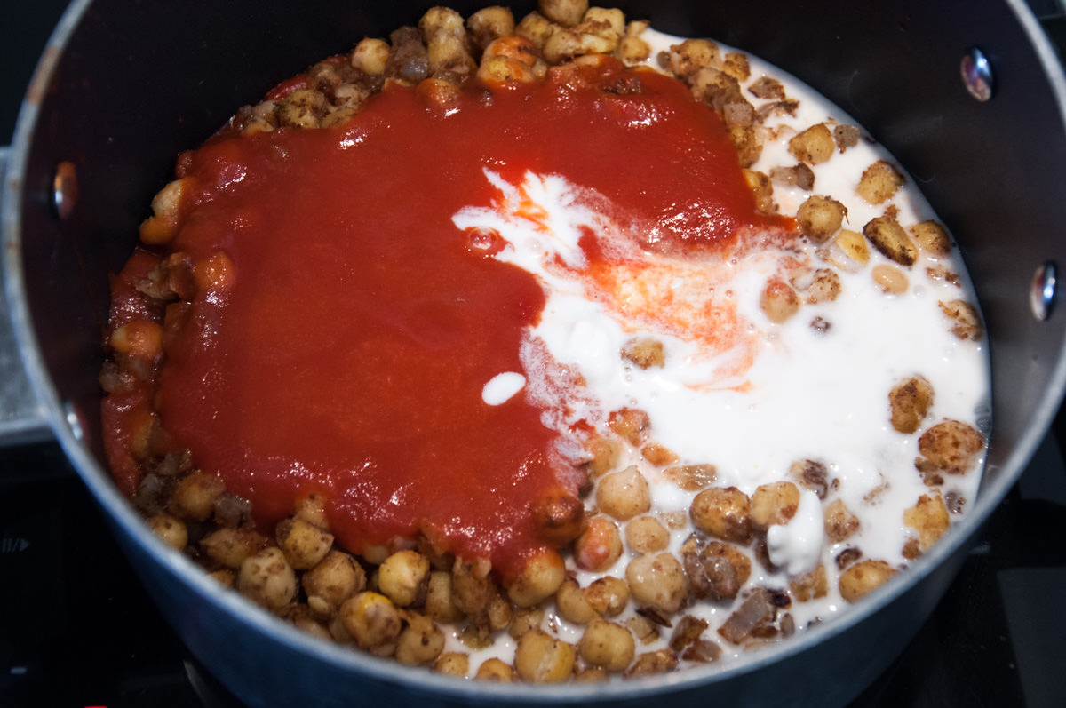 chickpeas, tomato passata and coconut milk