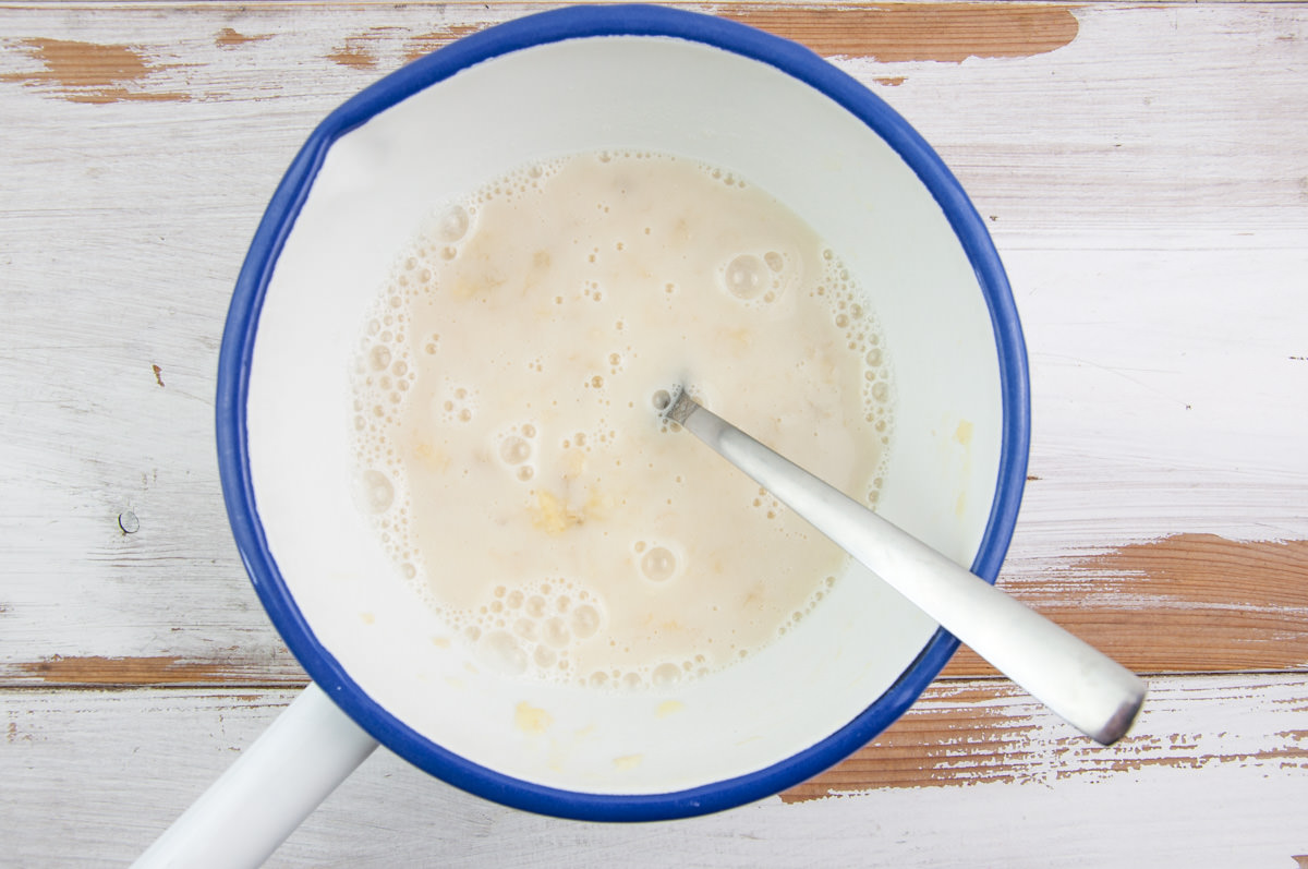 mashed banana and plant-based milk